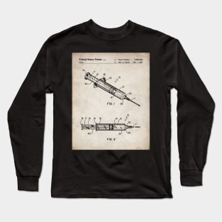 Medical Syringe Patent - Doctor Nurse Doctors Office Art - Antique Long Sleeve T-Shirt